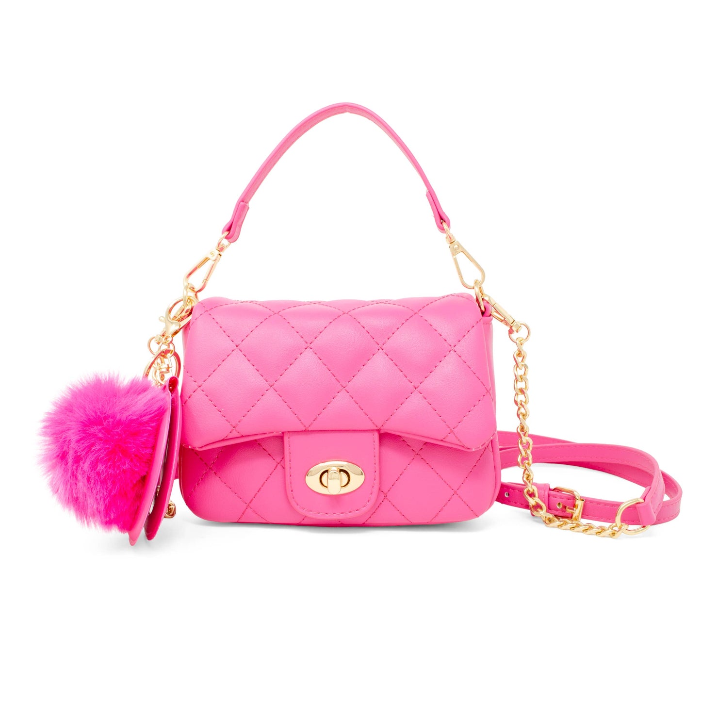 Quilted Puff Flap w/ Mirror Pom Pom