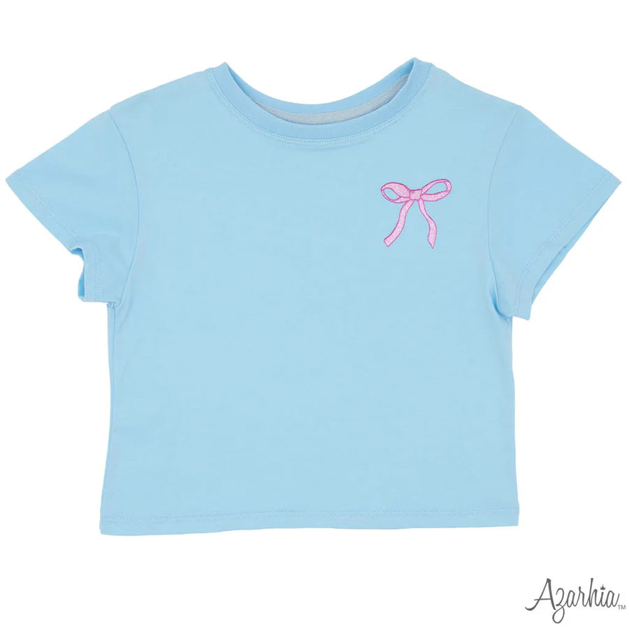Pink Glitter Bow on Light Blue Boxy