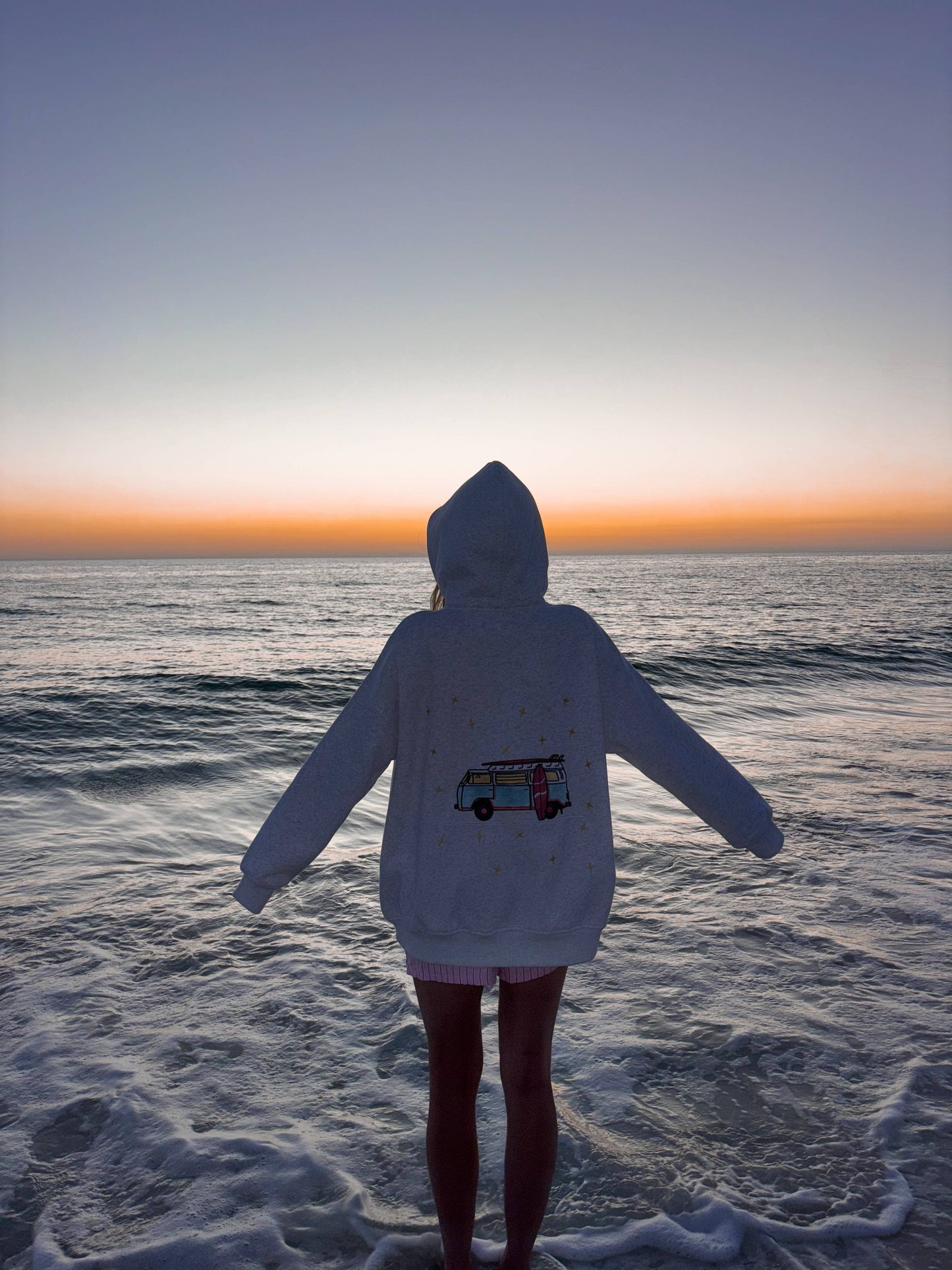 Pearl Grey Star Van Embroider Hoodie: Pearl Grey / Medium
