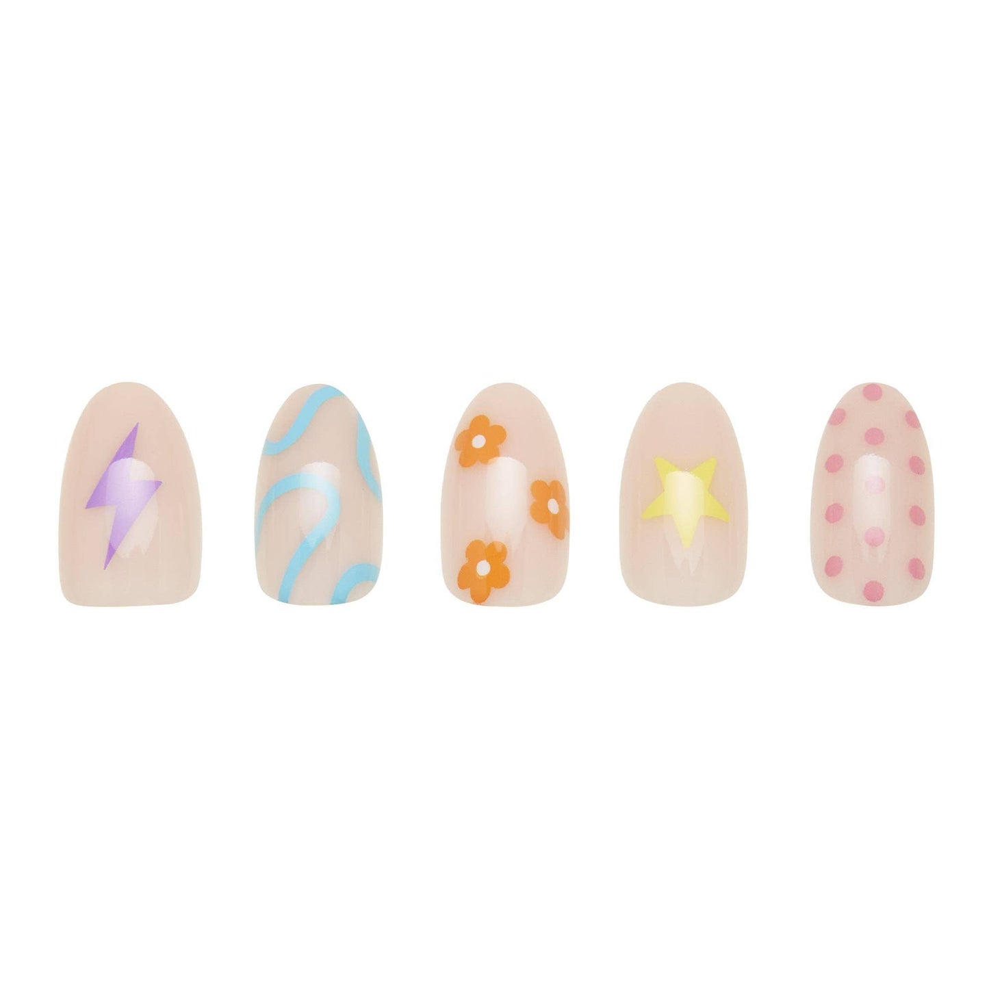 Wild Child Press-On Nails | Short Oval Multicolor Spring
