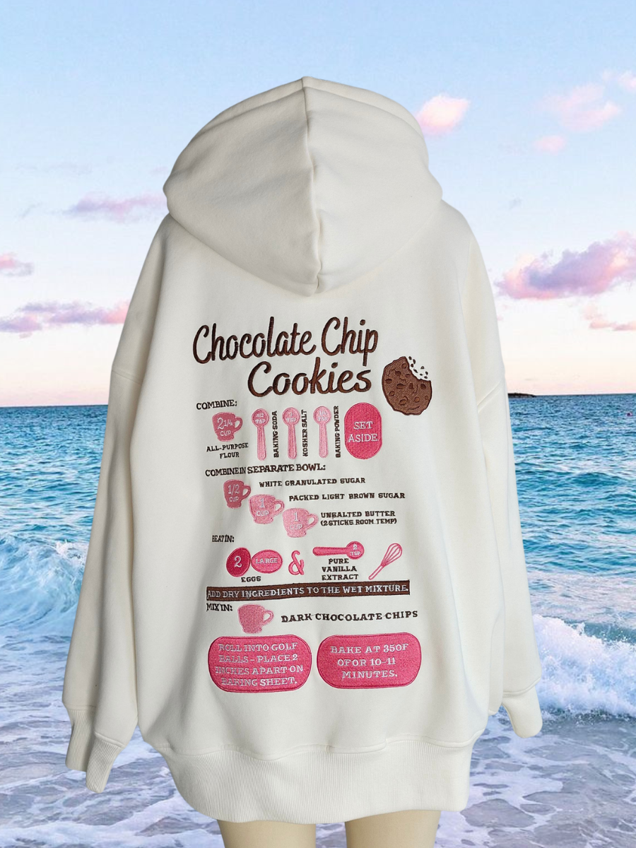 Ivory Chocolate Chip Cookie Recipe Embroider Hoodie: Seashell Ivory / Small