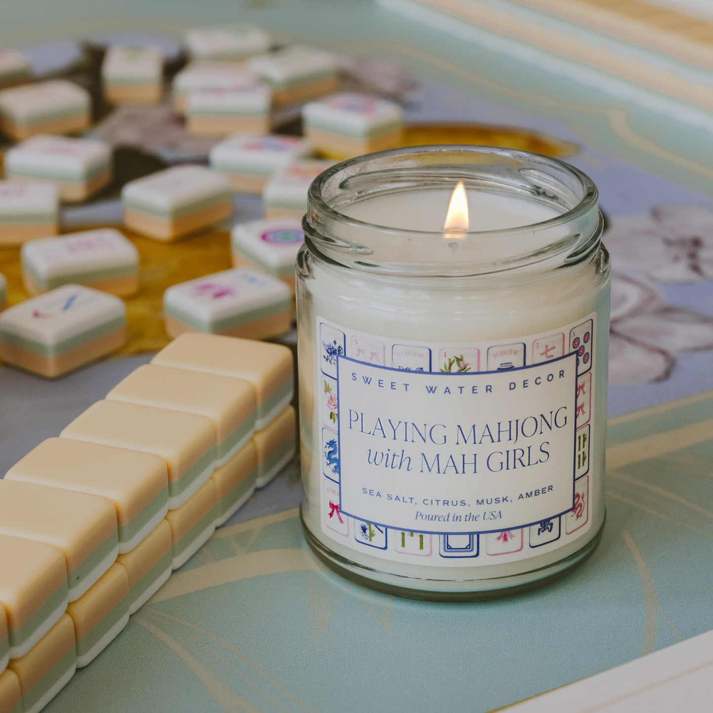 Playing Mahjong with Mah Girls 9 oz Soy Candle - Gifts