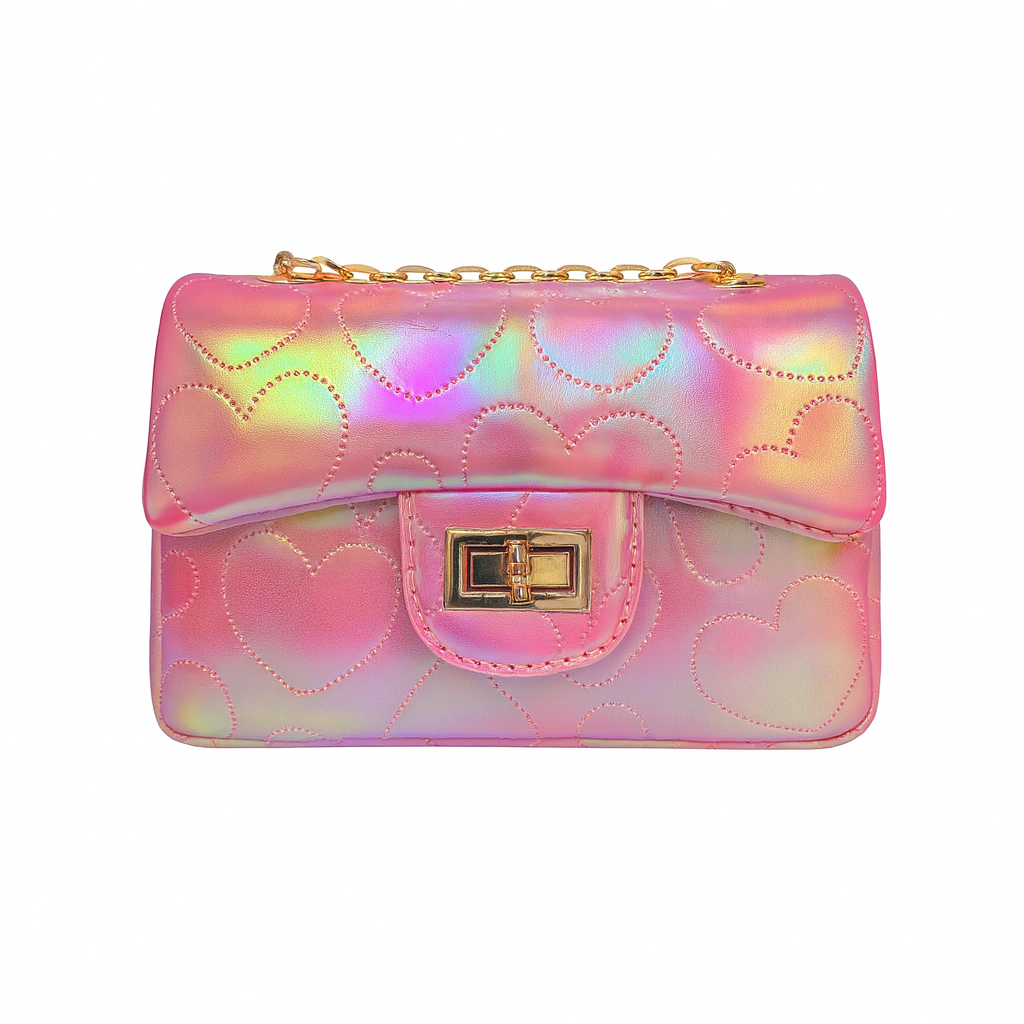Shiny Dotted Heart Classic Handbag