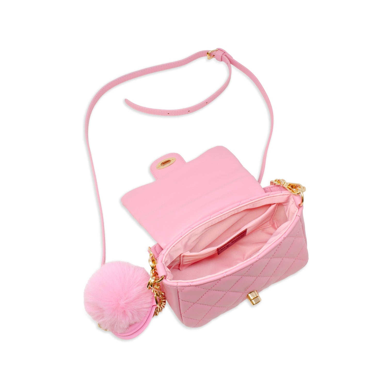 Quilted Puff Flap w/ Mirror Pom Pom