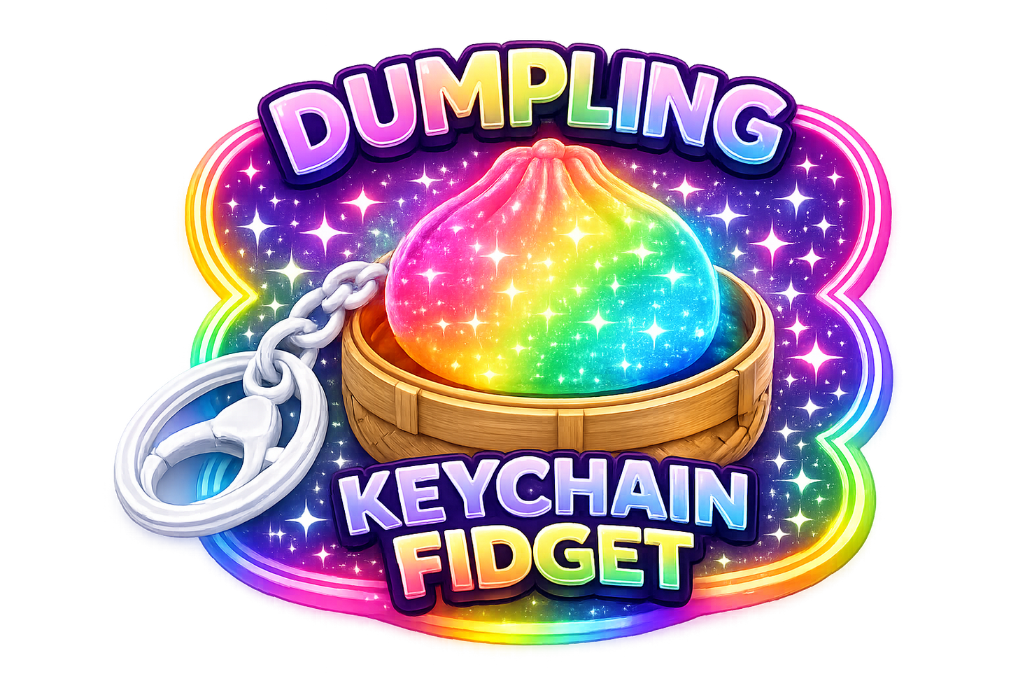 Fun Doh Dumpling Light-Up Click Fidget Keychain - 12/Display