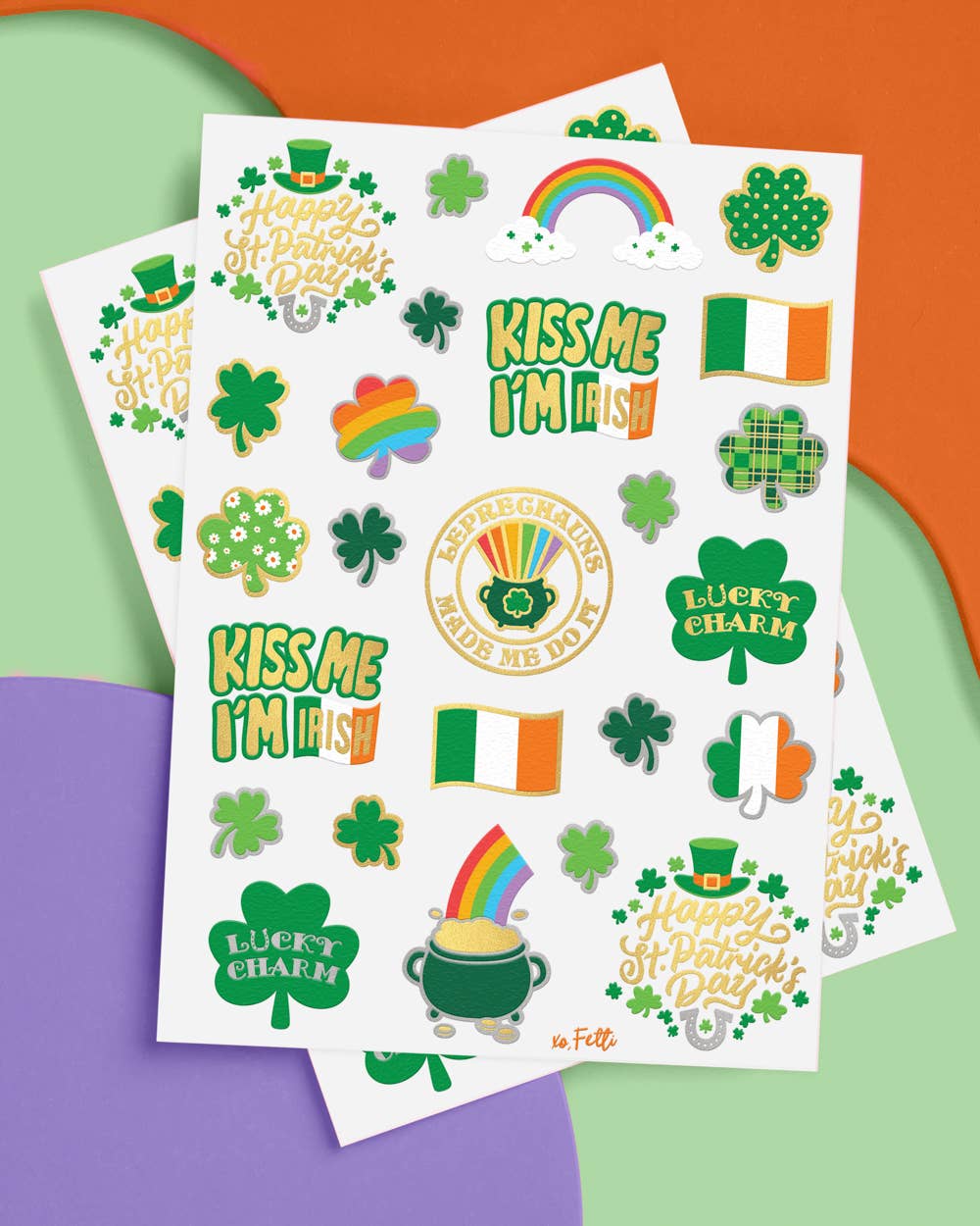 St Patrick's Tats - Shamrock, Irishcfoil temporary tattoos