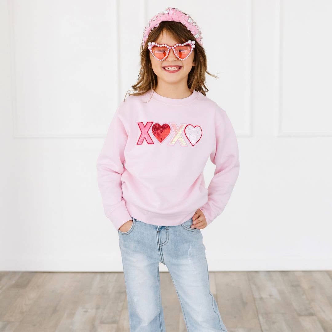 XOXO Sequin Patch Valentine's Day Sweatshirt - Kids Clothing