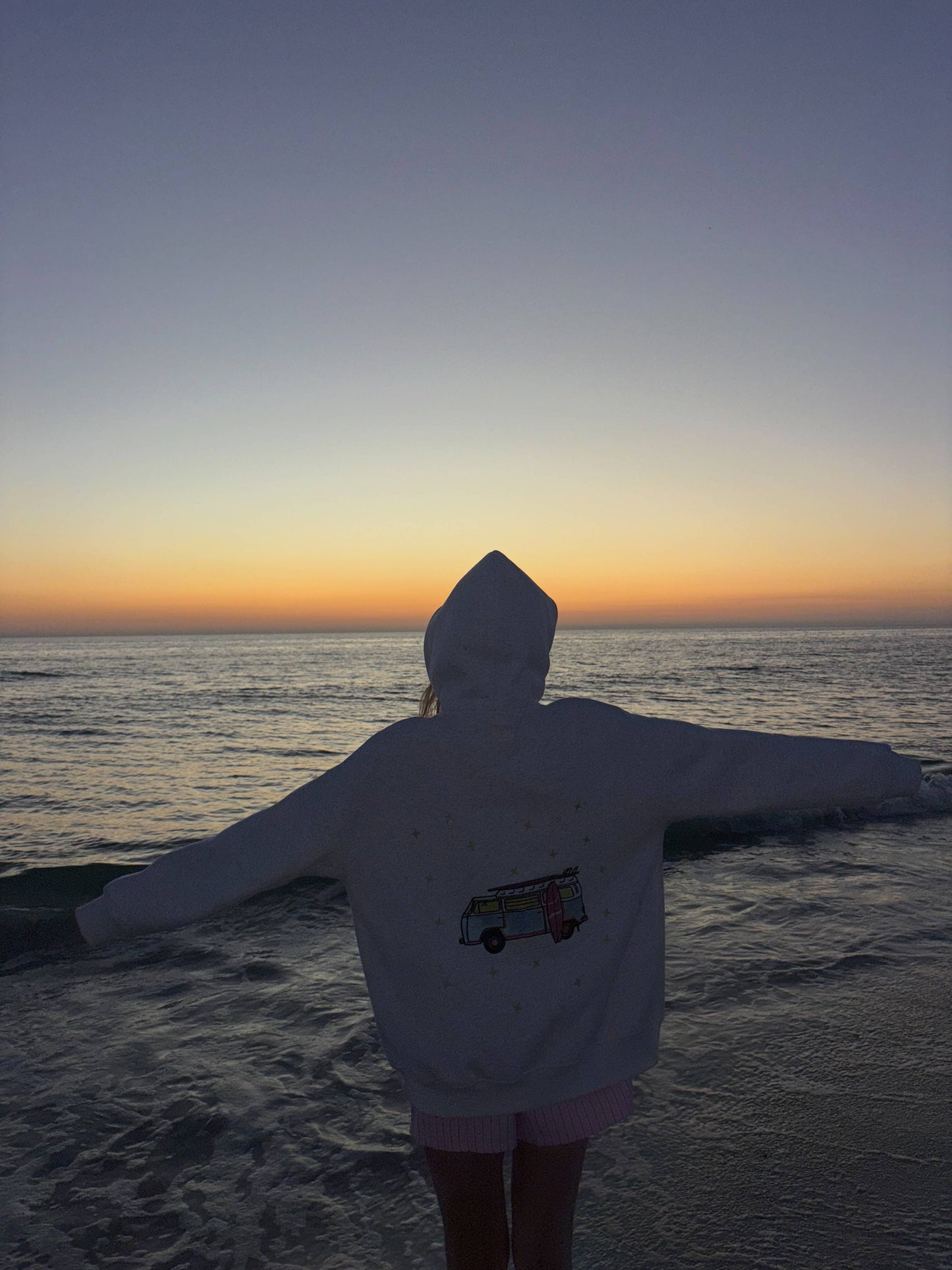 Pearl Grey Star Van Embroider Hoodie: Pearl Grey / Medium