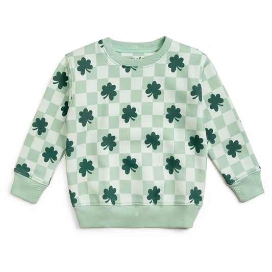 Shamrock Checkered St. Patrick's Day Sweatshirt - Sage