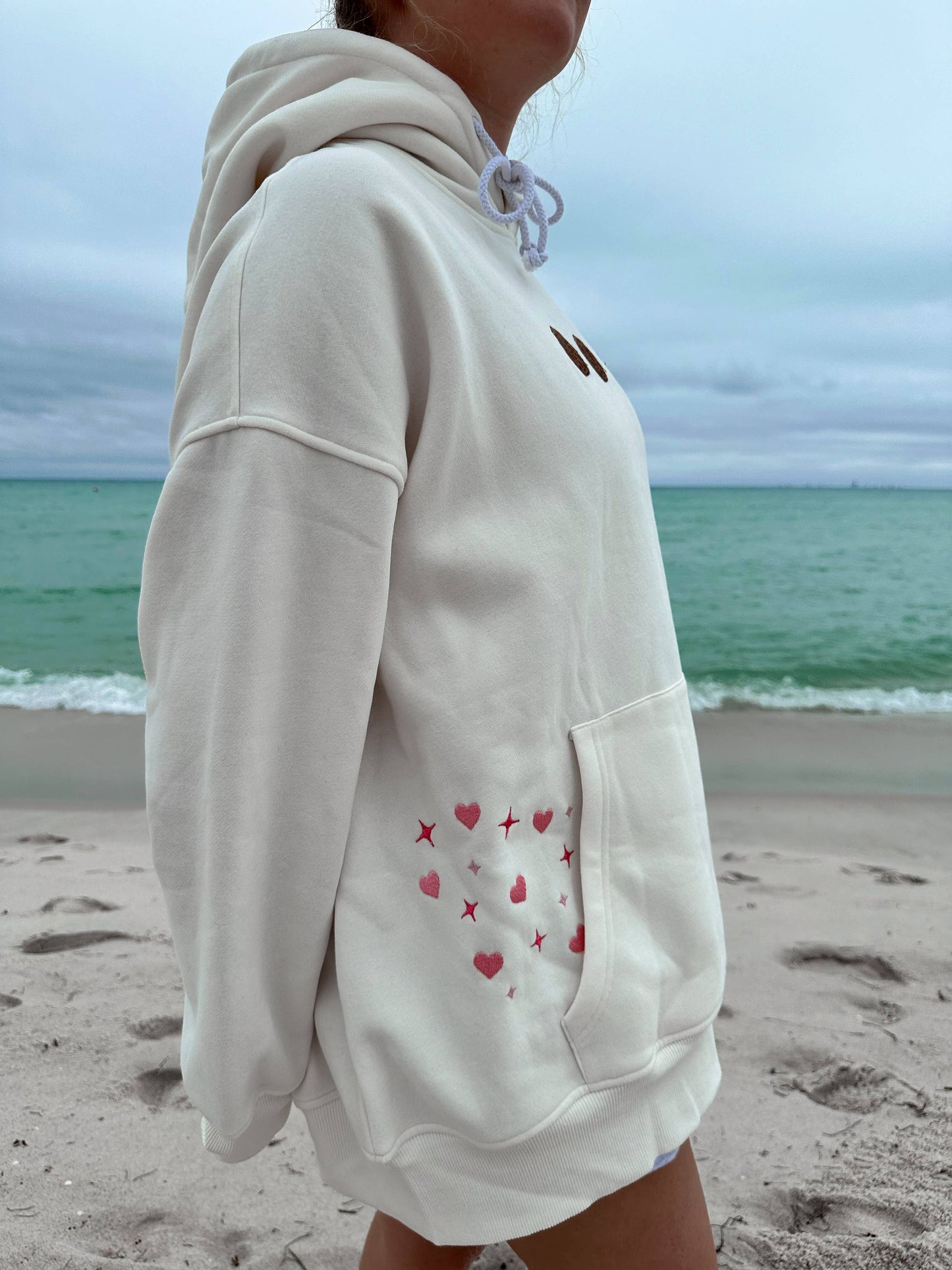 Ivory Chocolate Chip Cookie Recipe Embroider Hoodie: Seashell Ivory / Small