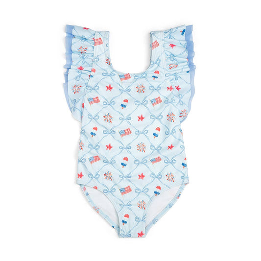 Patriotic Trellis Bathing Suit - Fourth of July - Swimwear