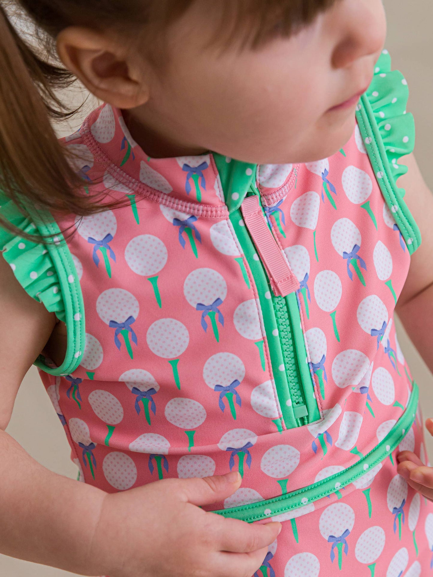 Girls Pink Tee Time Golf Flutter Sleeve Active Dress & Bike Short Set