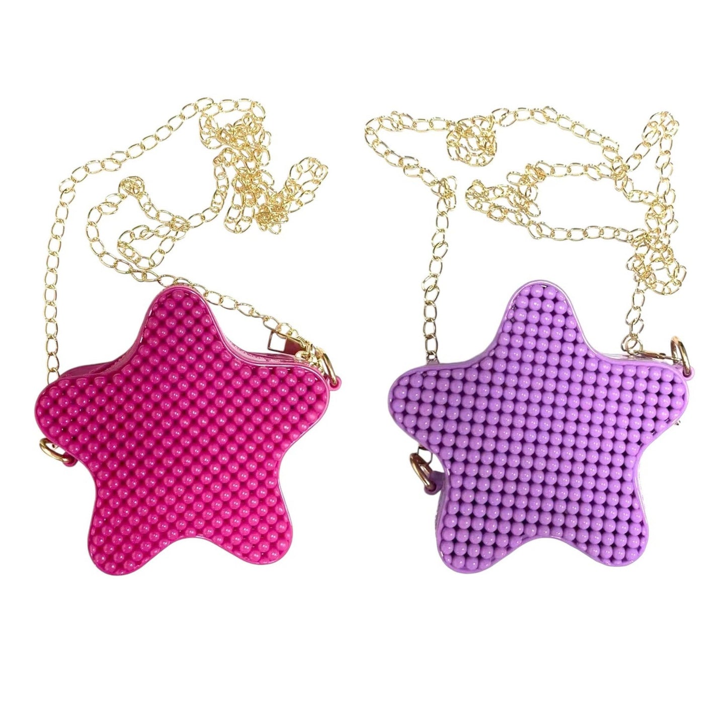 Mini Jelly Bubble Star Purse with Crossbody Gold Chain