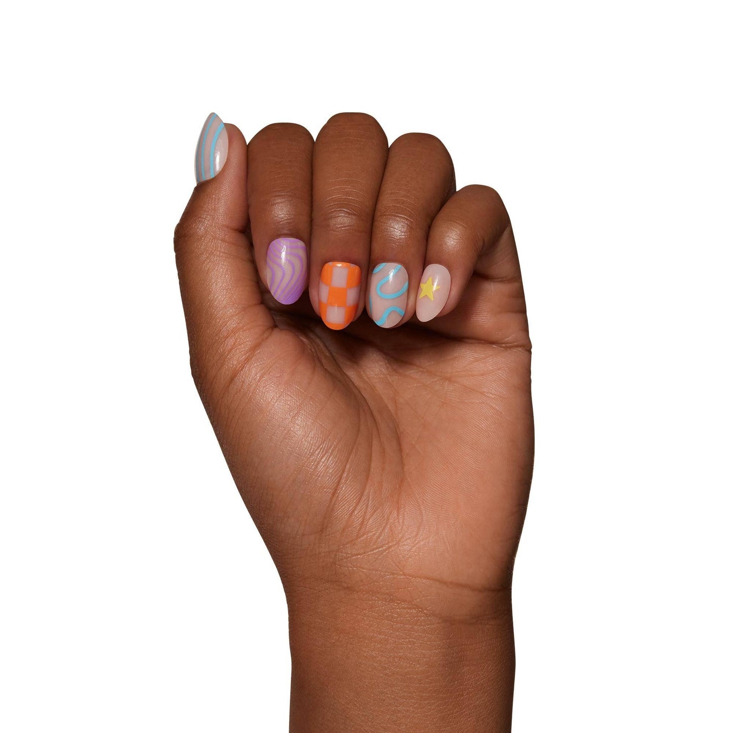 Wild Child Press-On Nails | Short Oval Multicolor Spring