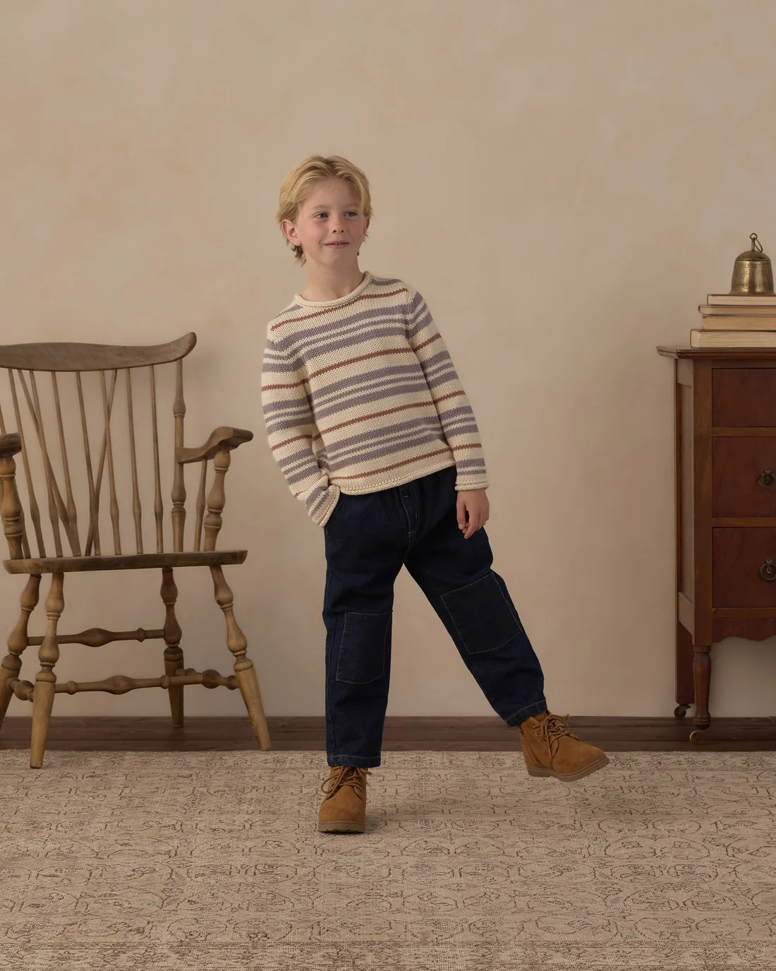 Jacques Sweater Dusty Blue Stripe