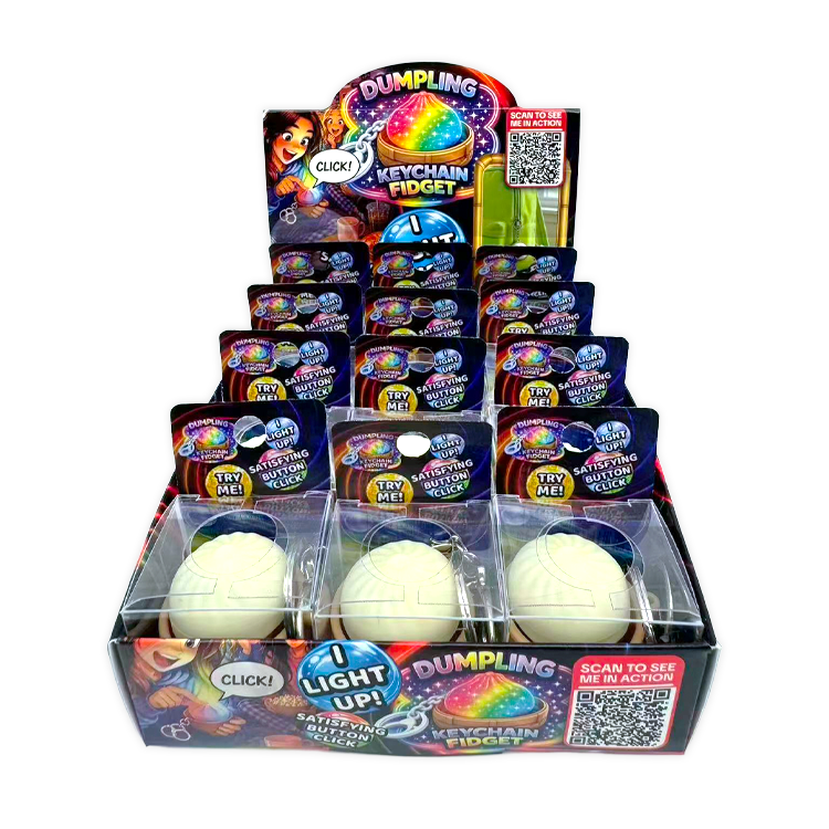 Fun Doh Dumpling Light-Up Click Fidget Keychain - 12/Display