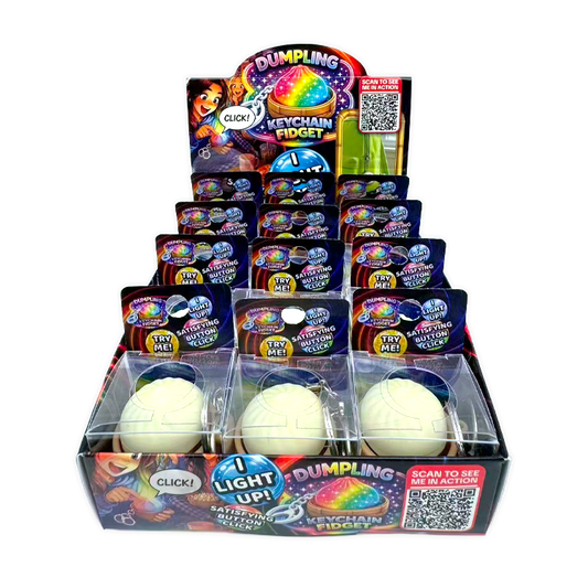 Fun Doh Dumpling Light-Up Click Fidget Keychain - 12/Display