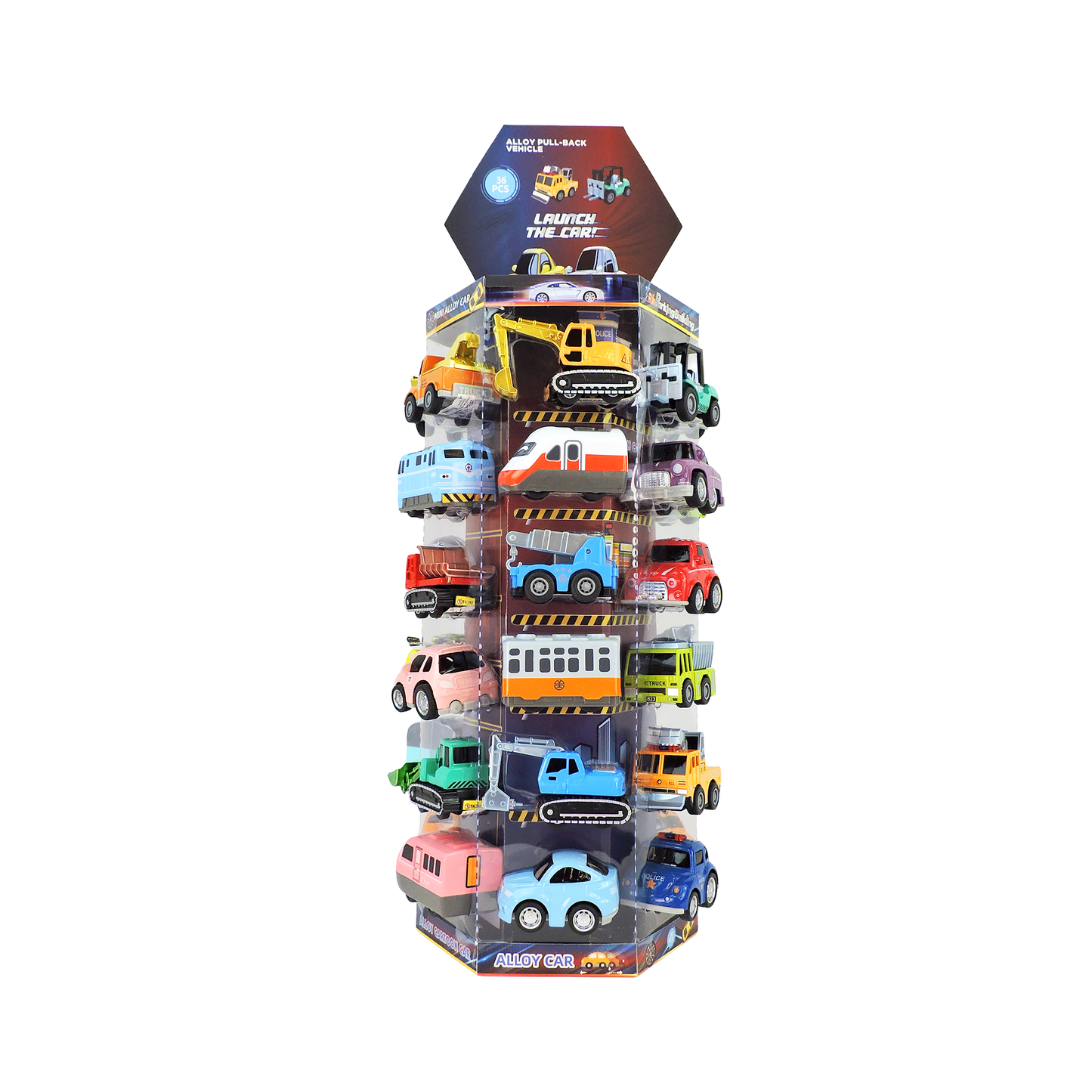 Rollin’ Large Diecast Pull-Back Vehicle Tower Display