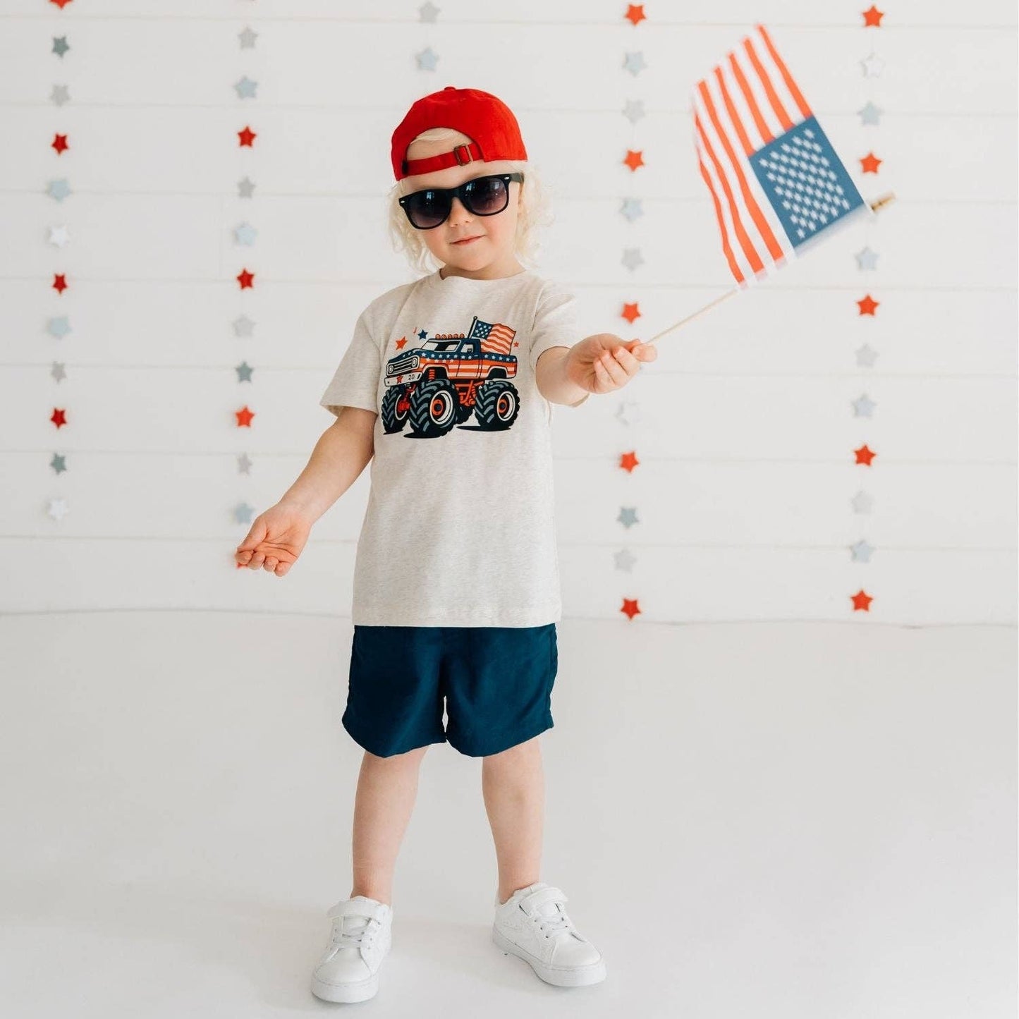 American Monster Truck Short Sleeve T-Shirt - Fourth of July