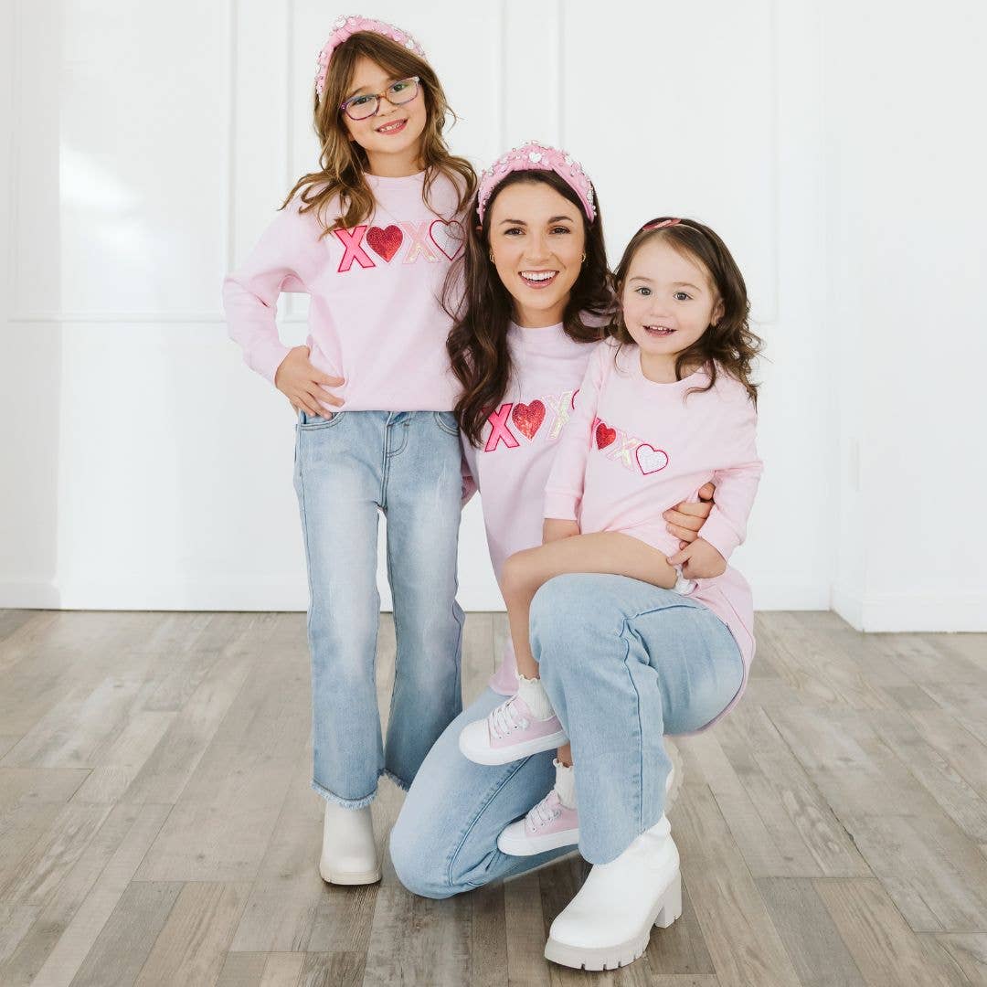 XOXO Sequin Patch Valentine's Day Sweatshirt - Kids Clothing