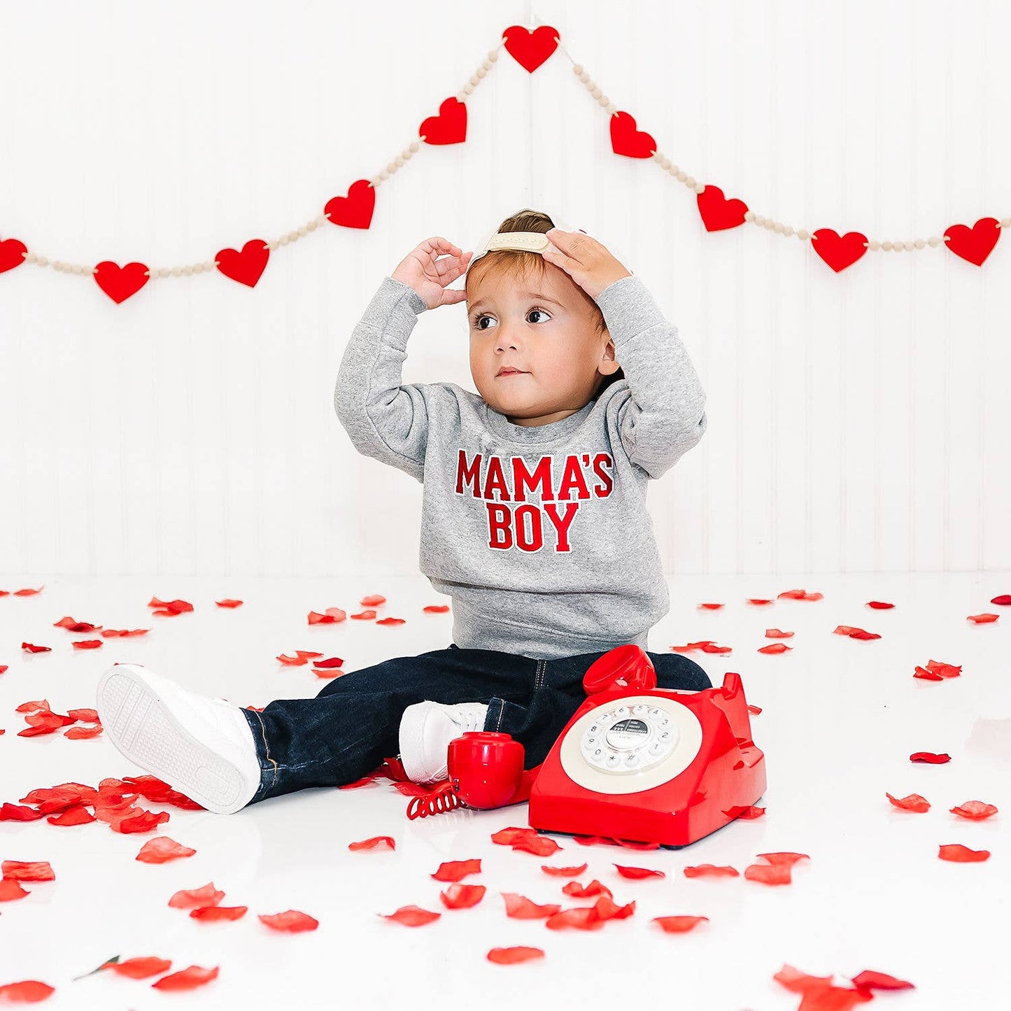 Mama's Boy Varsity Patch Valentine's Day Sweatshirt - Boys