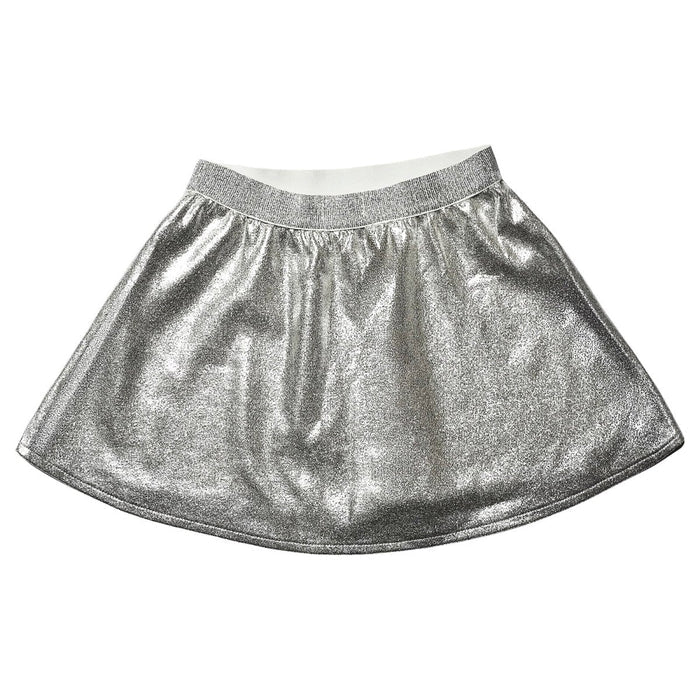 METALLIC SKATER SKIRT SILVER
