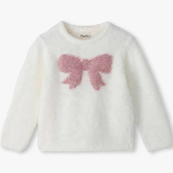 GARDENIA PINK BOW FURRY SWEATER