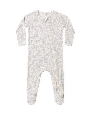 BAMBOO ZIP FOOTIE CLOUD FLORAL