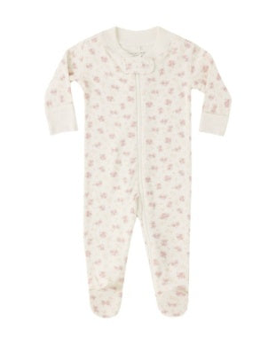 ZIP LONG SLEEVE SLEEPER FOOTIE FLOWER FIELD IVORY