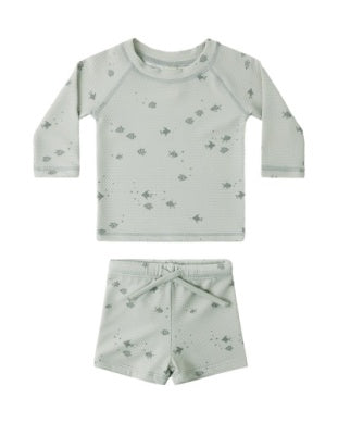 FINN RASHGUARD + SHORT SET FISH SKY