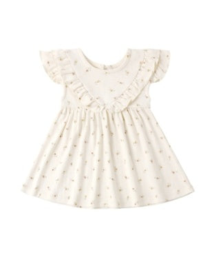 SLEEVELESS RUFFLE V DRESS PETIT FLEUR IVORY