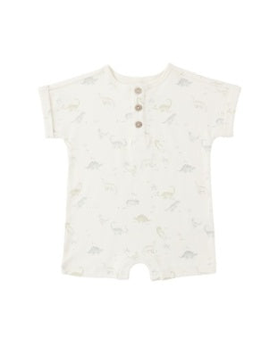 SHORT SLEEVE ONE-PIECE DINOSAUR IVORY