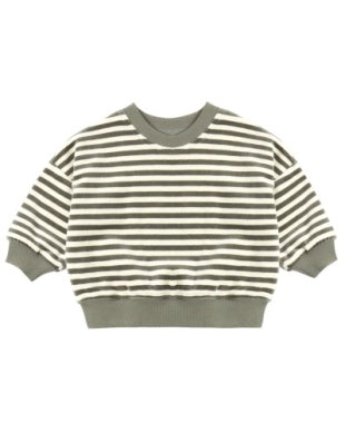 VELOUR RELAXED SWEATSHIRT+ SWEATPANT SPRUCE STRIPE