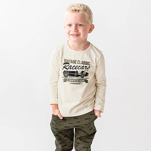 Boys Heather Oatmeal Graphic Tee