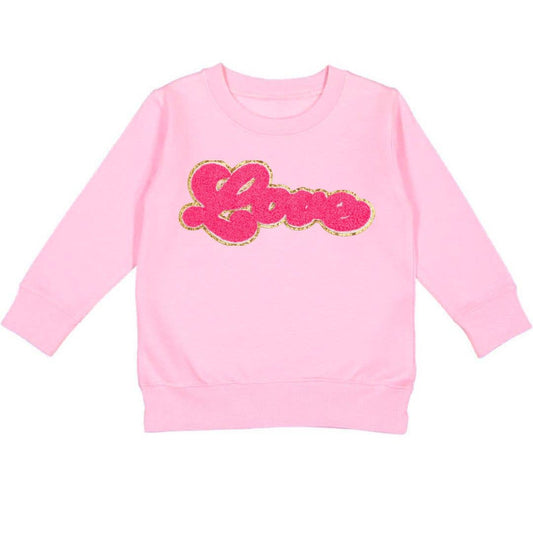 Love Script Patch Valentine's Day Sweatshirt - Kids Crewneck: